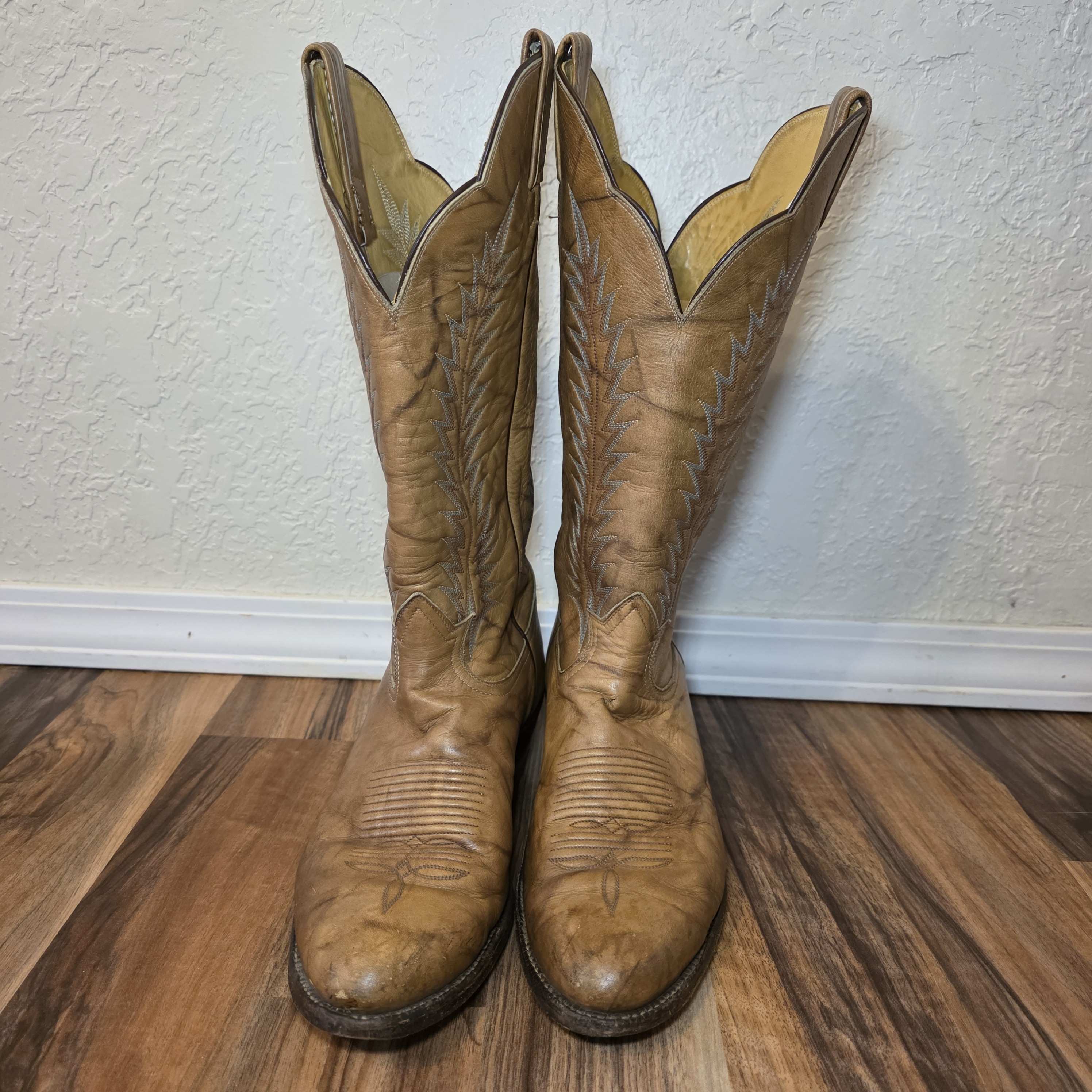 Vintage Tony Lama Style 6625 Brown Leather Cowboy Boots Size 9.5d